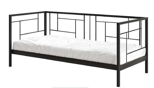 sofa czarna metalowa z materacem na białym tle - Porto