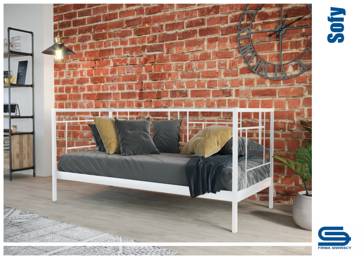 sofa biała metalowa w pokoju - wizualizacja Porto