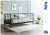 sofa metalowa czarna zaścielona w pokoju - wizualizacja Porto