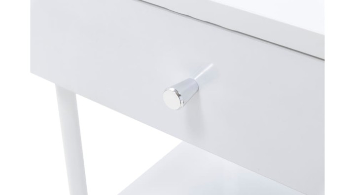 szafka nocna metalowa biała z szufladą białą na białym tle - wariant nr 3 uchwyt szuflady