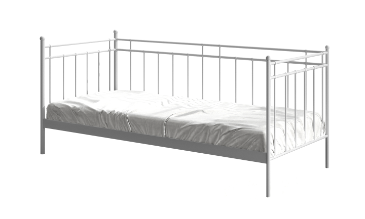 sofa metalowa biała z materacem na białym tle - Roma