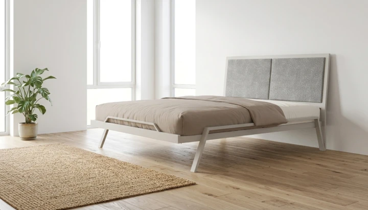 łóżko Oliwia kaszmir RAL DESIGN 0757010; poduchy lumi97 - wizualizacja