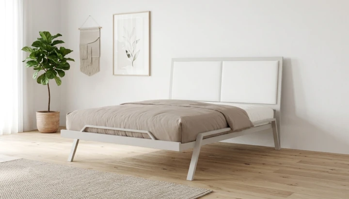 łóżko Oliwia kaszmir RAL DESIGN 0757010; poduchy lumi06 - wizualizacja