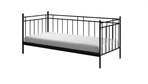 sofa metalowa czarna z materacem na białym tle - Roma
